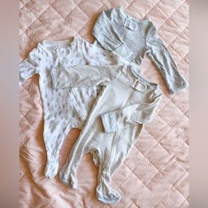 Neutral ZipUp Footed Pajamas